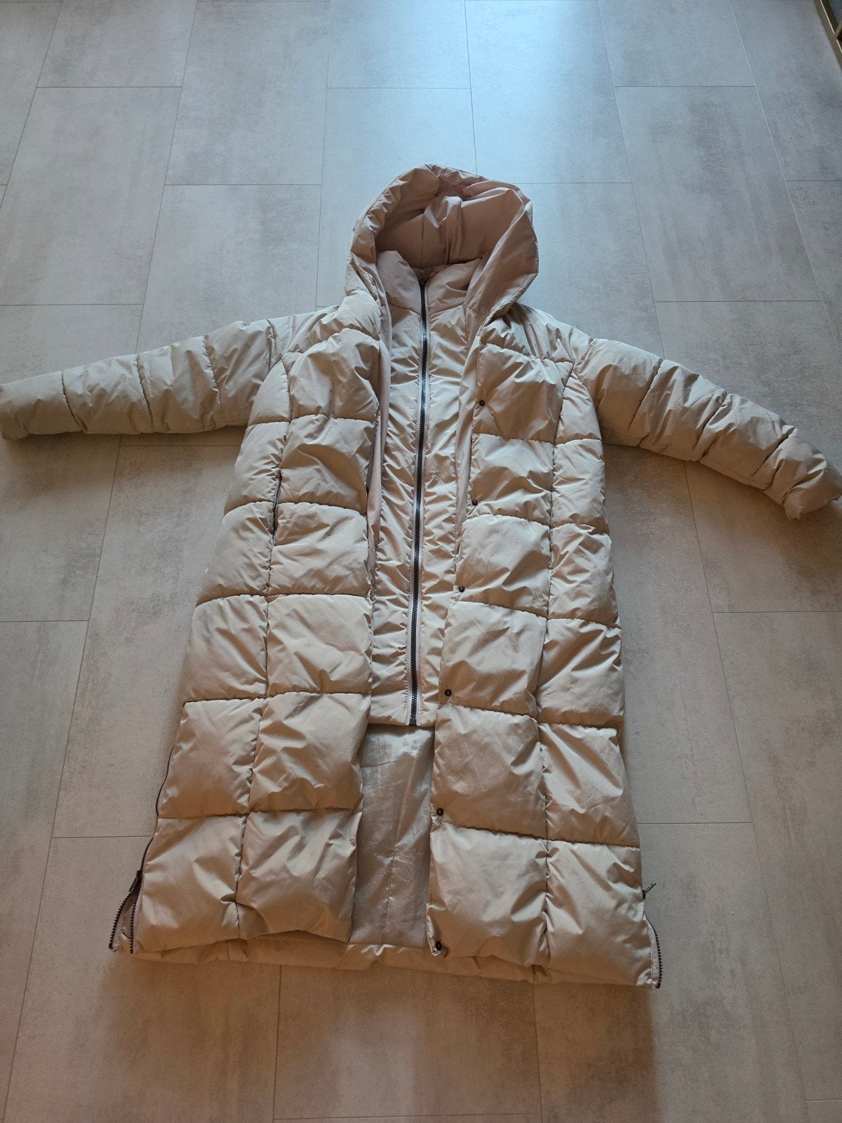 Winterjas maat L/XL gratis, Ophalen, Gedragen, Maat 42/44 (L), Beige