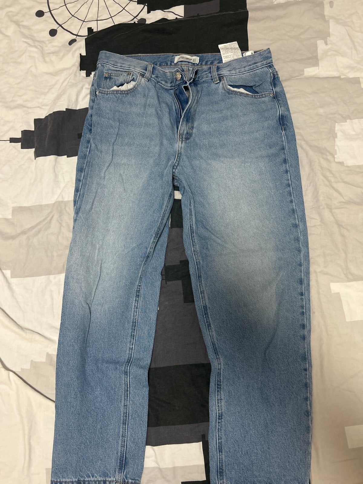 Pull&Bear straight leg jeans, Ophalen of Verzenden, Zo goed als nieuw, Blauw, W33 - W36 (confectie 42/44)