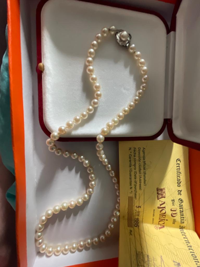 Majorica parelketting uit 1986, met certificaat, Verzenden, Nieuw, Wit, Overige materialen