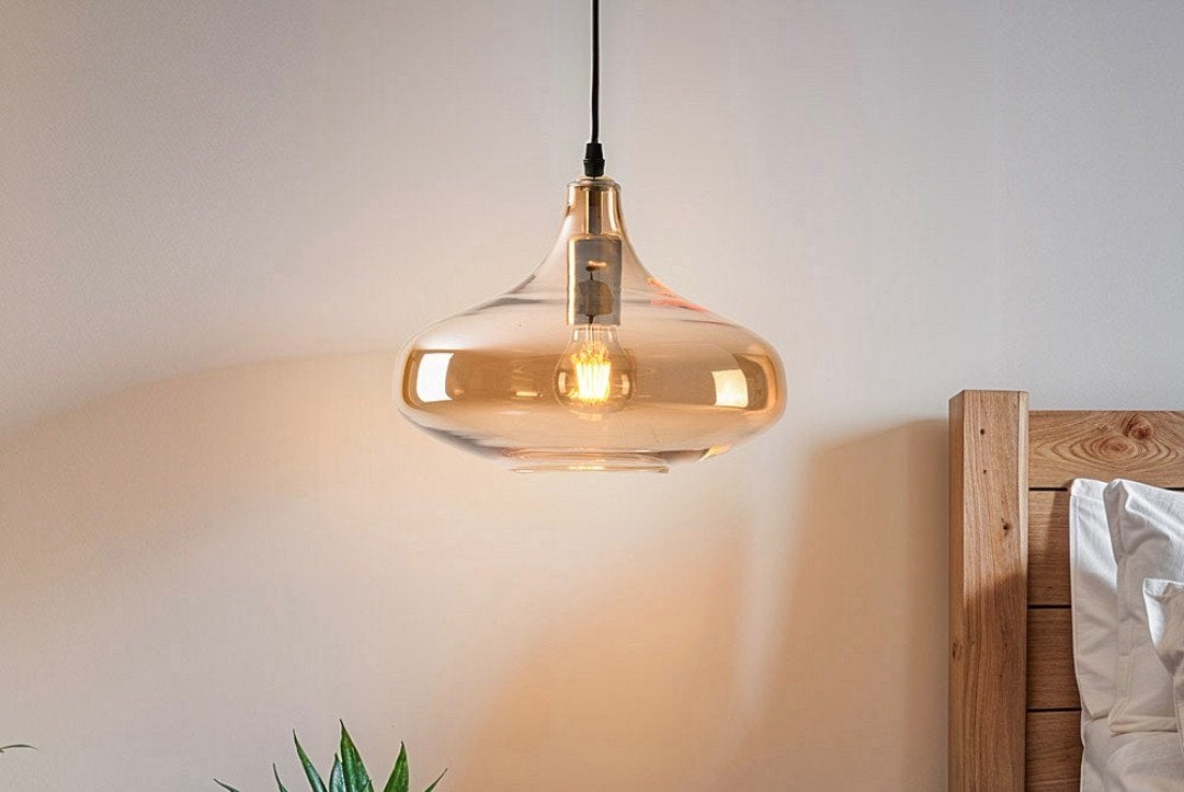 Amber hanglamp Nieuw!!, Ophalen, Nieuw, Glas