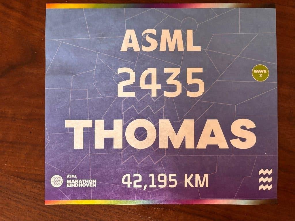 Startbewijs ASML (hele) marathon Eindhoven 2026, Eén persoon