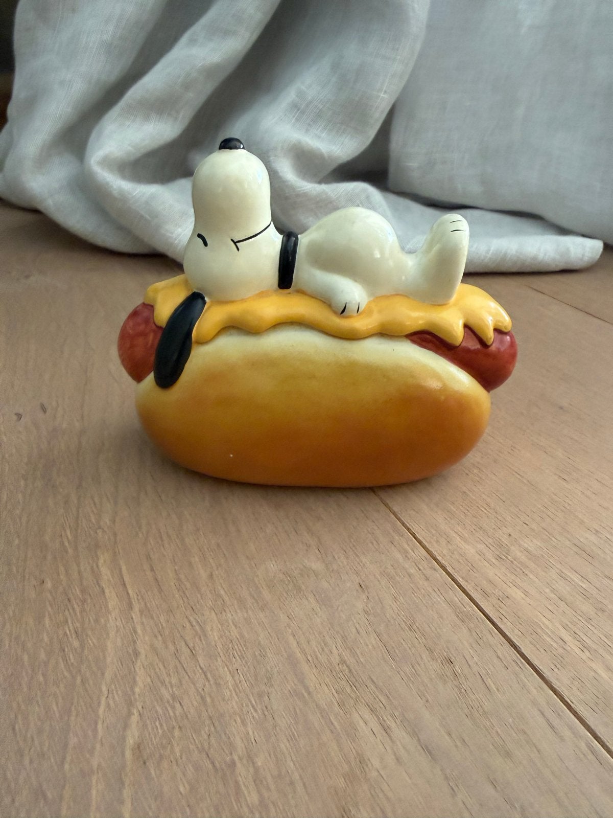 Snoopy spaarpot op hotdog - Vintage, Ophalen, Vintage, Meerkleurig, Zo goed als nieuw