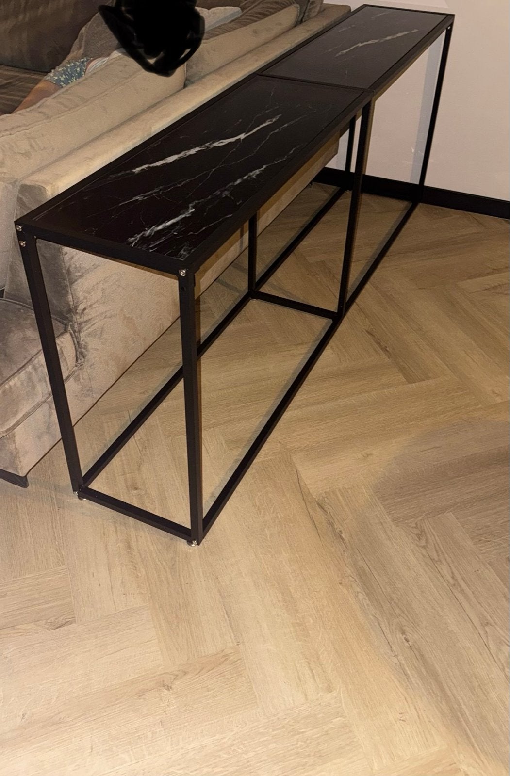 vidaXL Wandtafel 200x35x75,5 cm zwart marmerlook, Ophalen, 75 cm of meer, 60 cm of meer, Rechthoekig