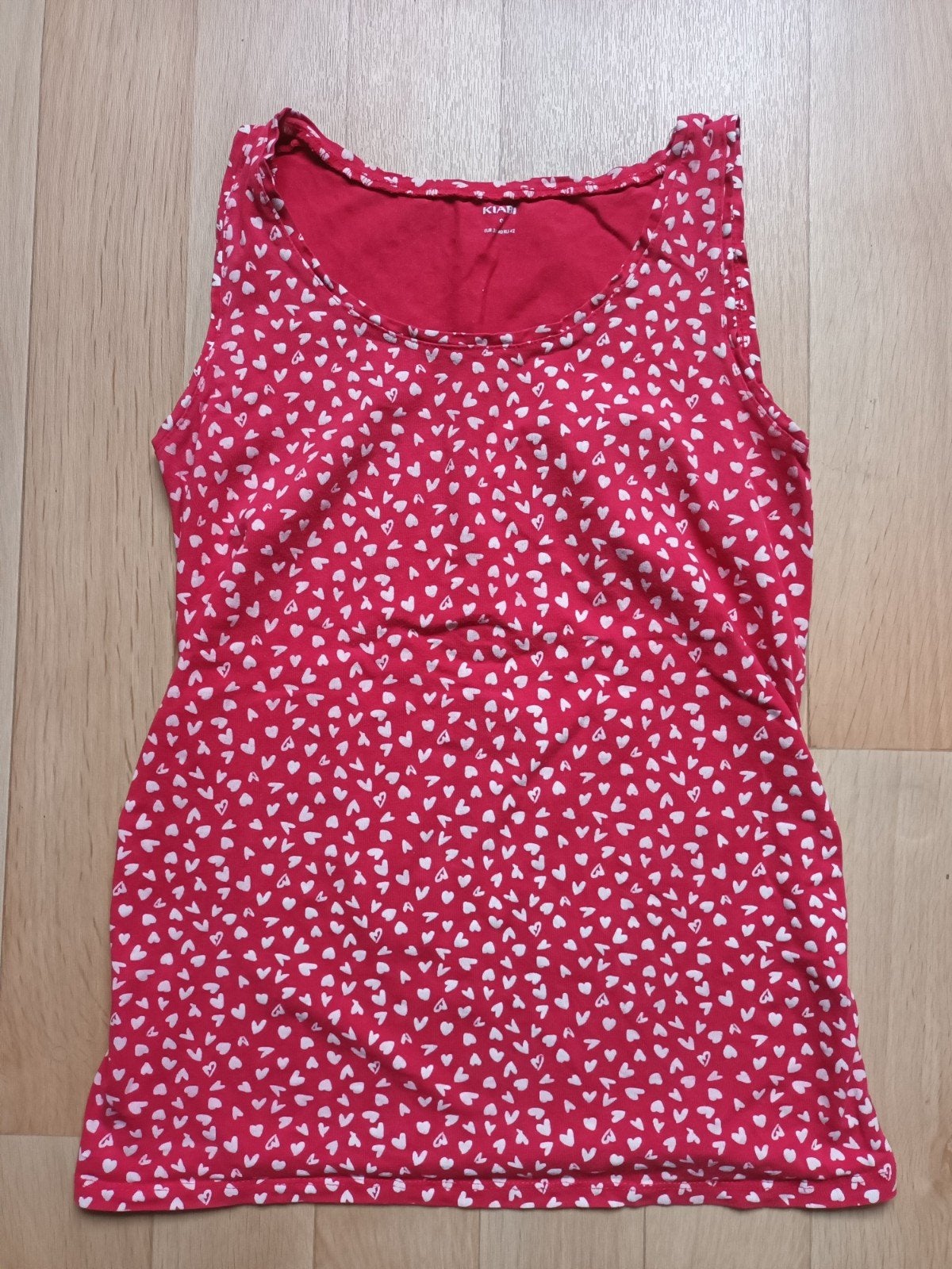 Hemd hempje top topje Kiabi maat S 36 rood hartjes zwanger, Kiabi, Maat 36 (S), Gedragen, Rood