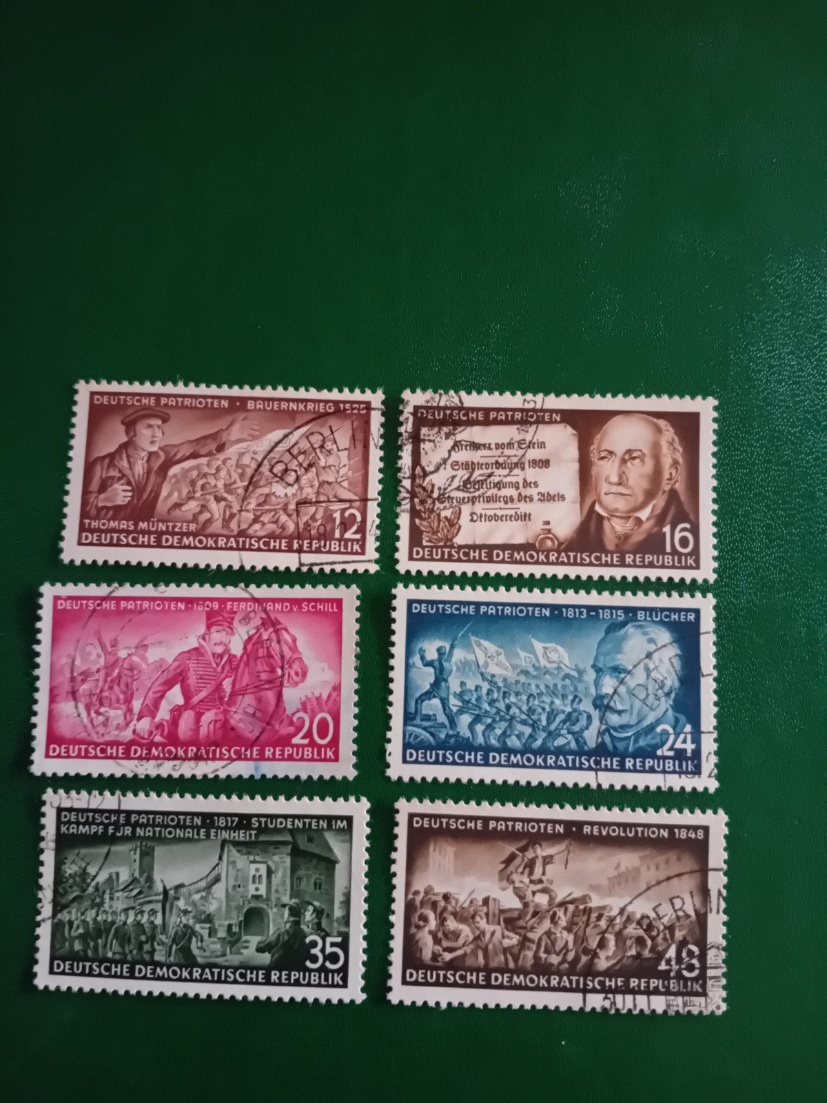 DDR Postzegels - Duitse Patriotten Serie (6 stuks), Verzenden, DDR, Gestempeld