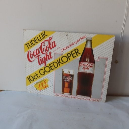 Reclame bord winkelkaart Coca Cola karton origineel 42 x 34, Ophalen of Verzenden, Gebruikt, Reclamebord