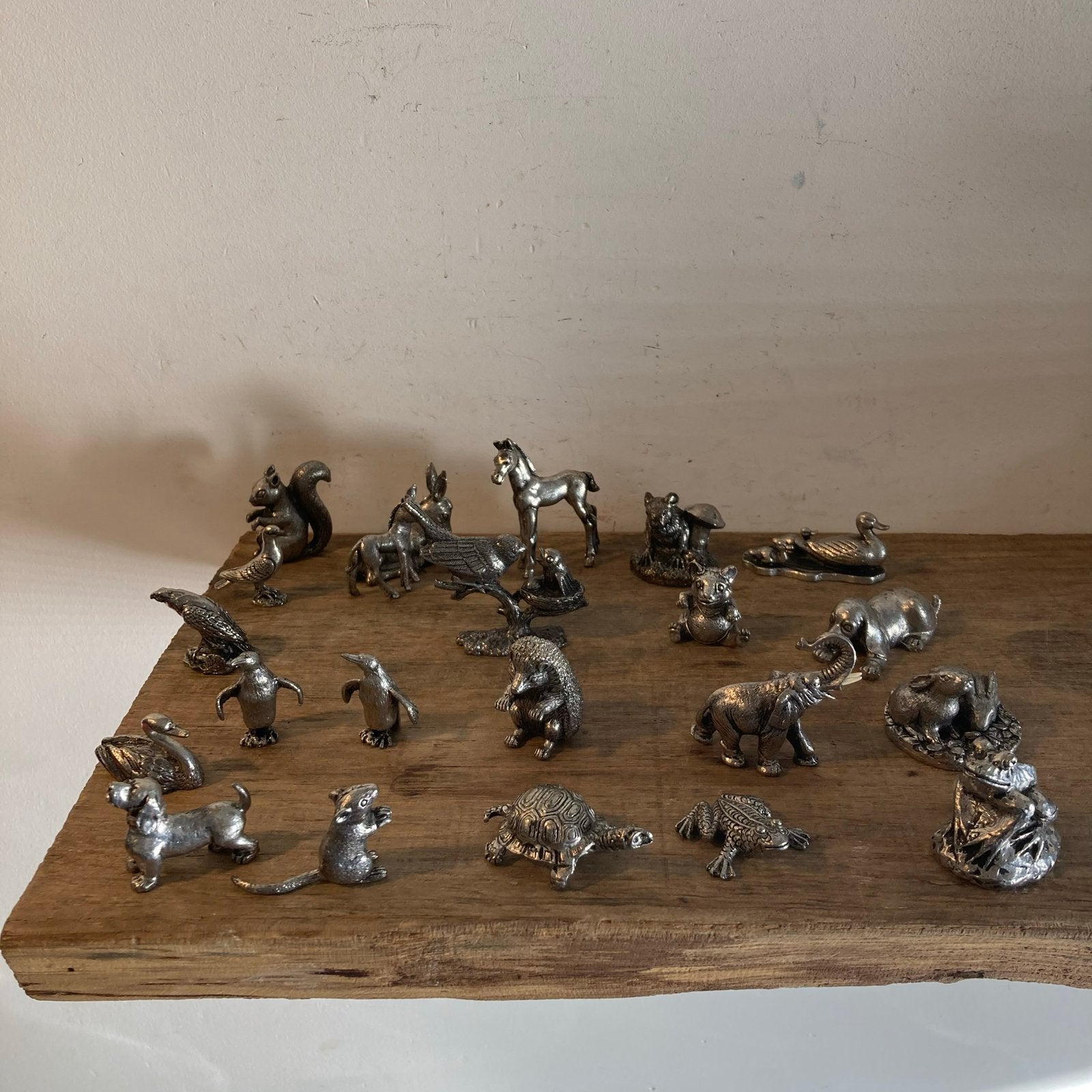 22 Prachtige Tinnen Miniatuur Dierenfiguren - Letterbak Vull, Ophalen of Verzenden