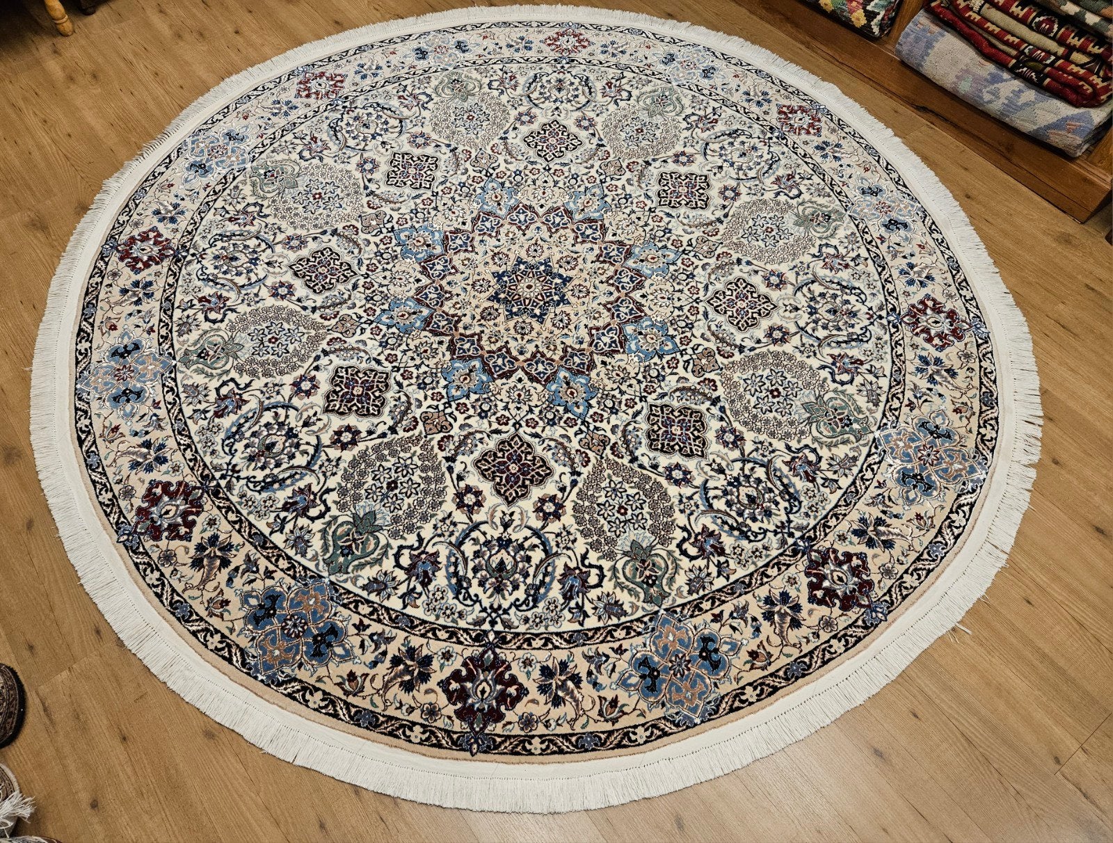 Vintage handgeknoopt perzisch tapijt nain rond 260cm