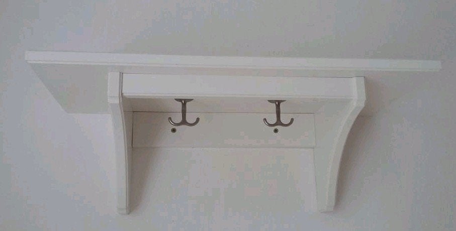 Ikea Wandplankje met Haakjes - Wit/Crème Landelijke Stijl, Ophalen, Zo goed als nieuw