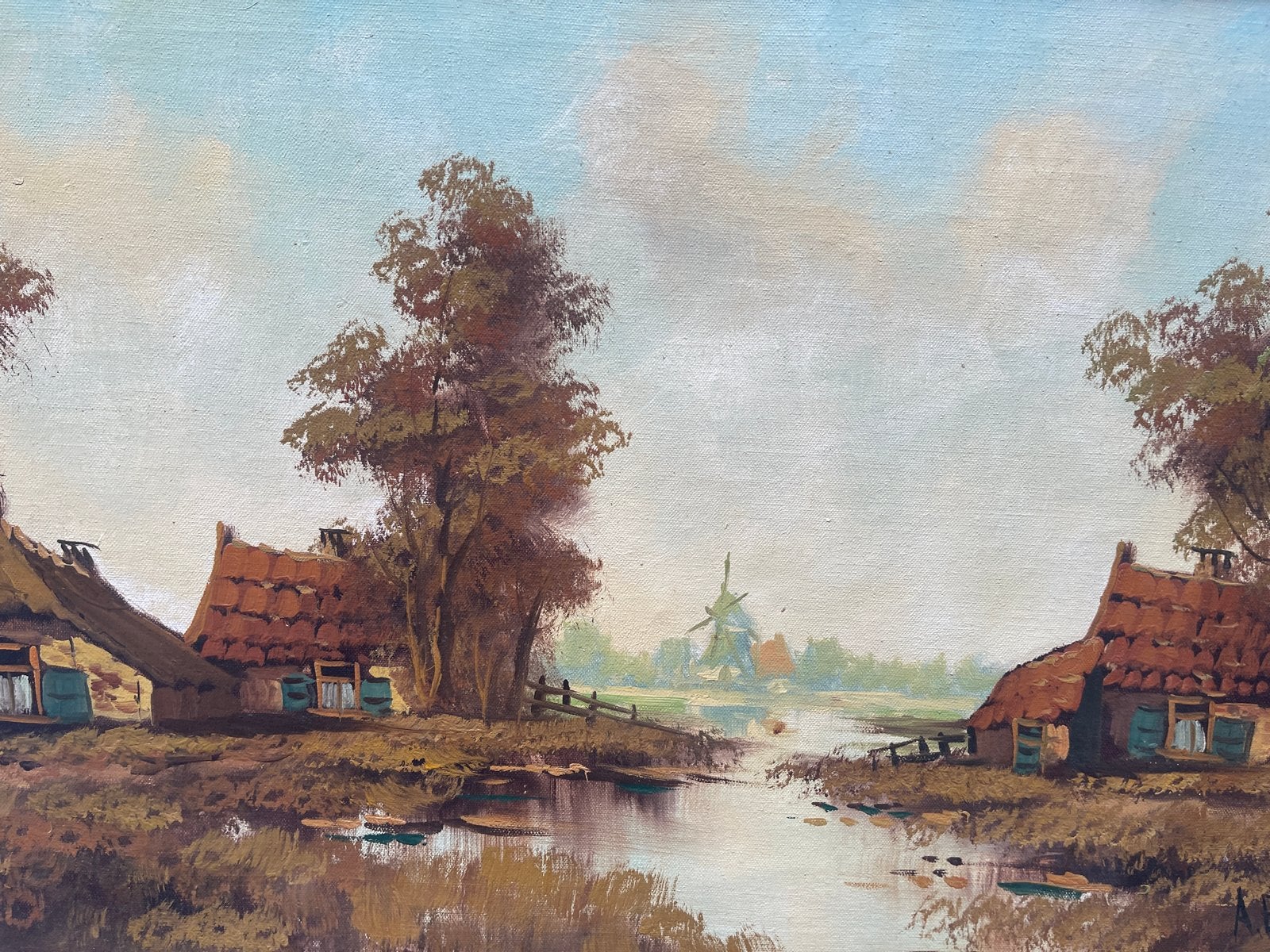 Schilderij A. Boers (1867-1947) Dordrecht - Hollands Landsch, Antiek en Kunst, Nederlandse school, Doek, Ophalen of Verzenden