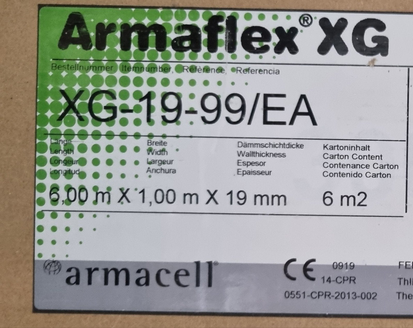 Armaflex XG Isolatieplaat 6m² - 19mm dikte, Doe-het-zelf en Verbouw, Isolatie en Afdichting, Overige materialen, Nieuw, Minder dan 5 m²