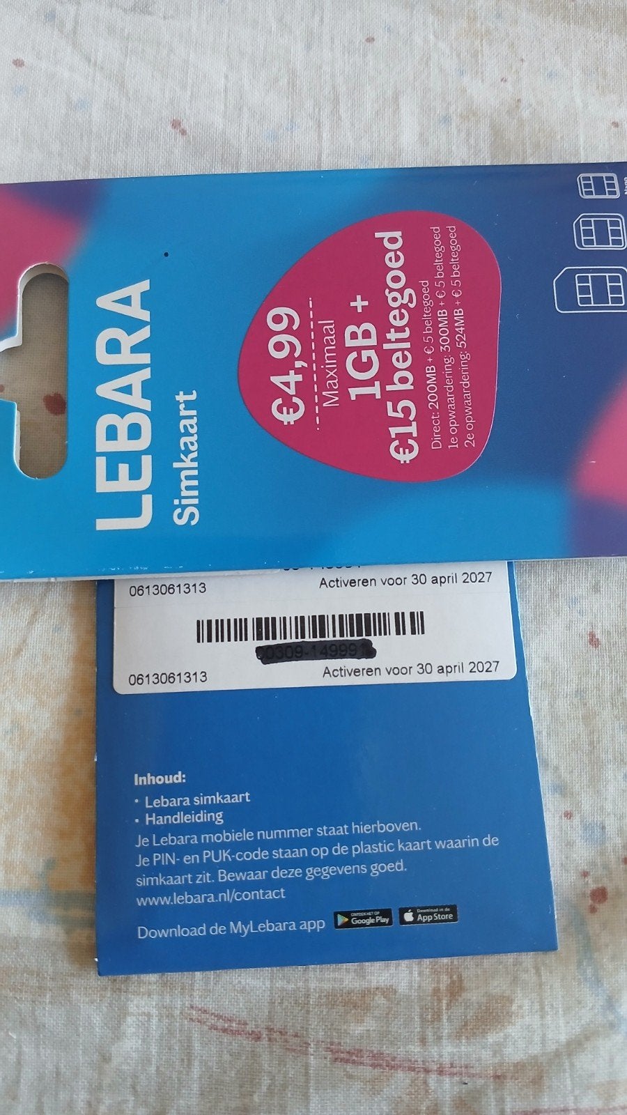06-13-06-13-13 MOOI NUMMER LEBARA PREPAID SIMKAART NUMMER, Telecommunicatie, Prepaidkaarten en Simkaarten, Ophalen of Verzenden