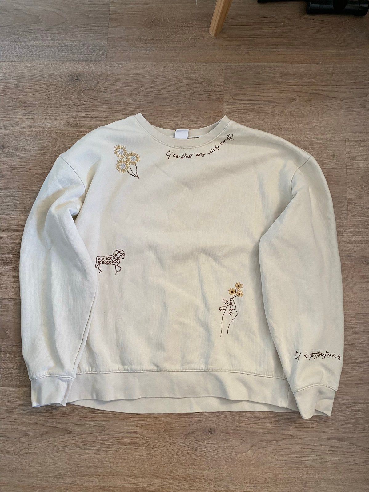 Zara Crèmekleurige Sweater met Geborduurde Details Maat L, Kleding | Dames, Truien en Vesten, Ophalen of Verzenden, Zo goed als nieuw