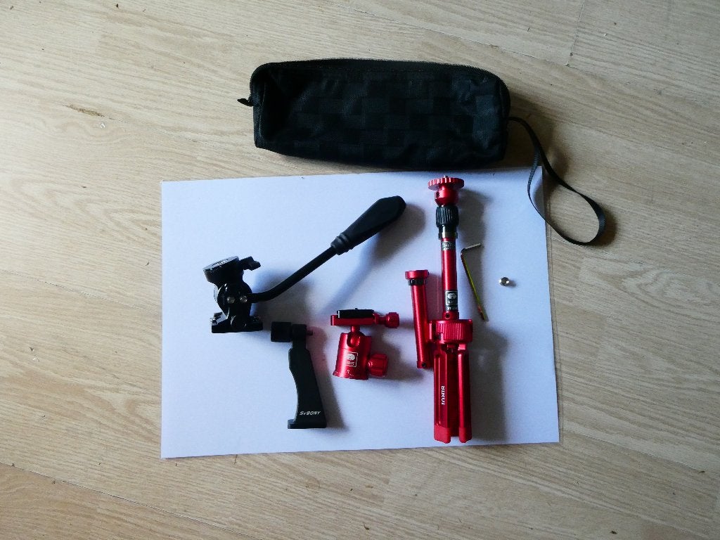 Sirui 3T-35R TableTop statief rood + kijker en video hoofd, 125 cm of minder, Met balhoofd, Zo goed als nieuw, Ophalen of Verzenden