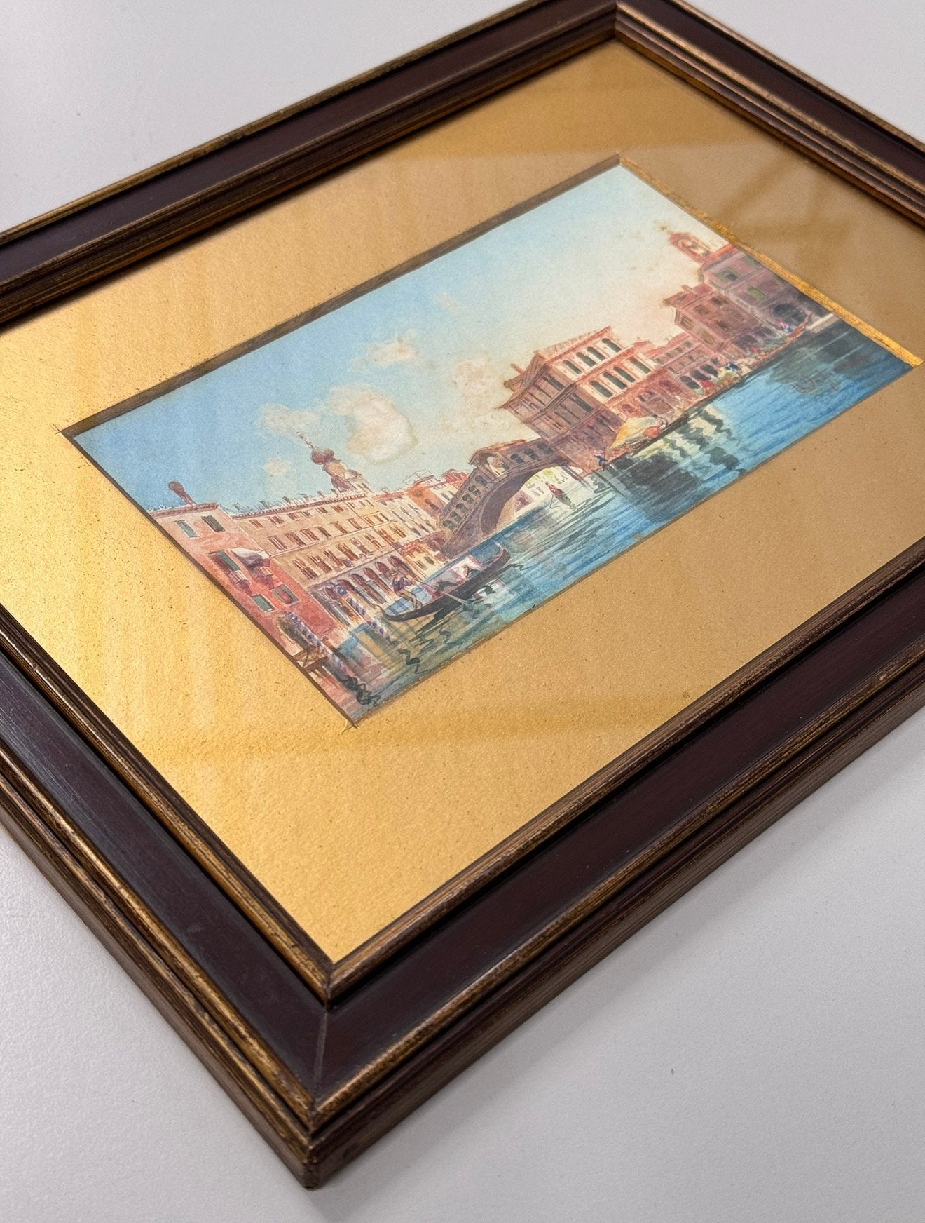 Umberto Ongania 1867-1942 signed Aquarel 19th cen schilderij, Ophalen of Verzenden, Gedateerd, Aquarel, Landschap