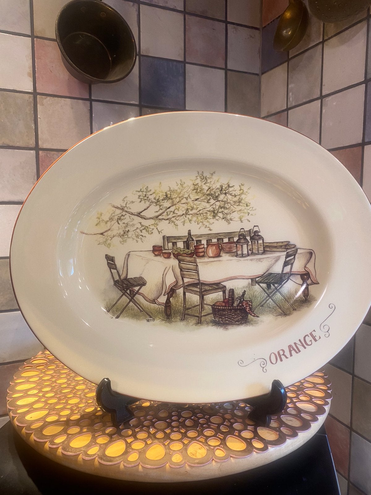 Jet,Ter Steege Rijssen,ovale vintage presenteer schaal,36 cm, Ophalen of Verzenden