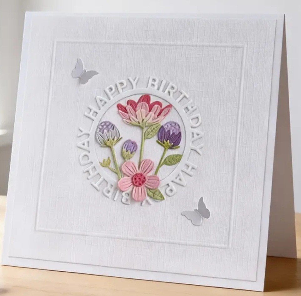 Nieuw  snijmal Rond Happy Birthday/ bloem, Ophalen of Verzenden, Nieuw, Overige thema's, Pons of Mal
