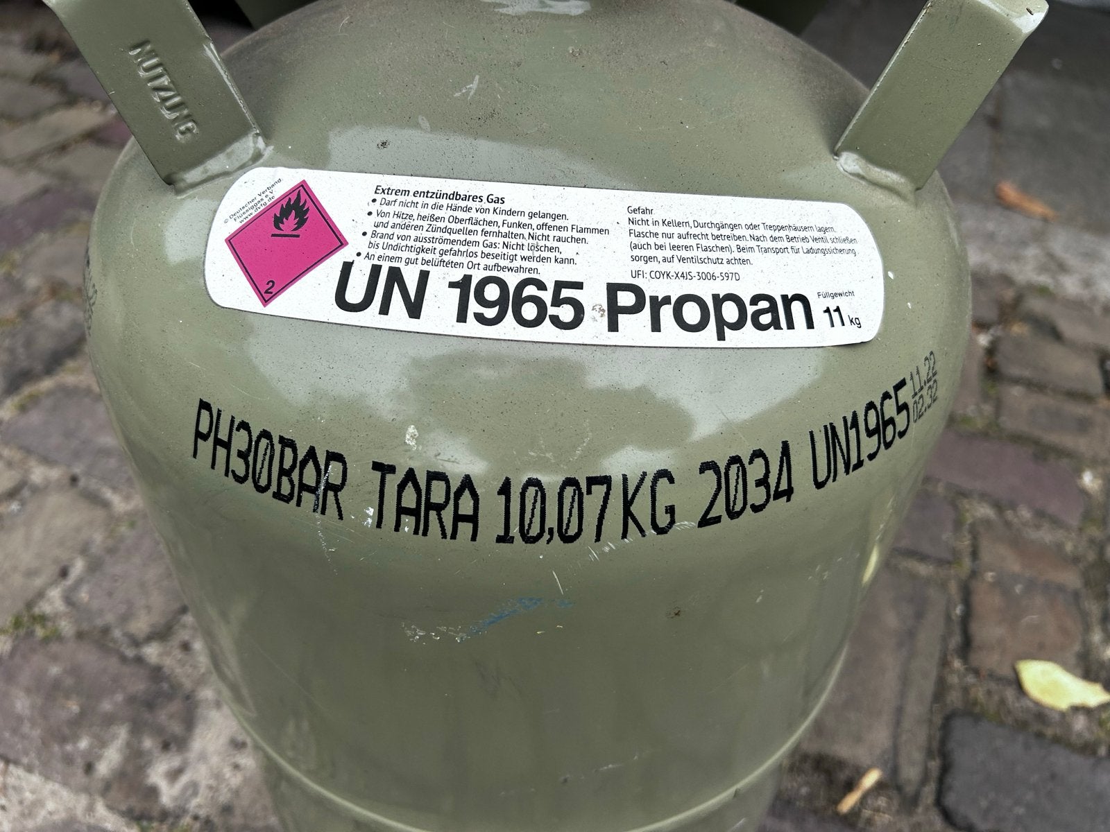 Propaan gasfles PH30 bar Tara 10,07 kg - Goedgekeurd tot 203, Ophalen, Gebruikt
