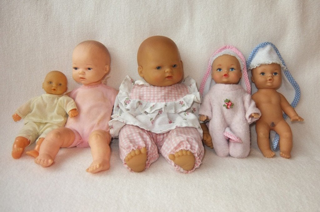 Set van 5 vintage babypoppen, Verzamelen, Ophalen of Verzenden, Gebruikt, Babypop