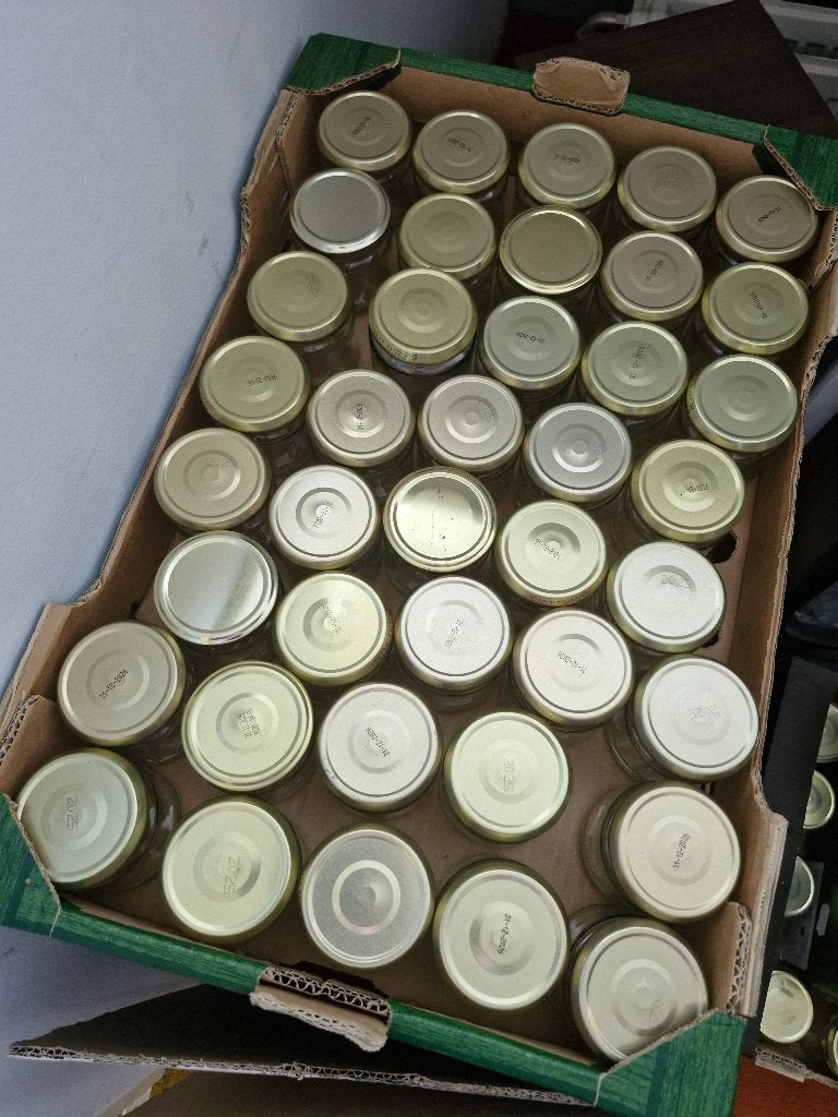 Glazen jampotjes, Huis en Inrichting, Keuken | Potten en Pannen, Ophalen, Gebruikt, Met deksel, Pot, Bus of Blik