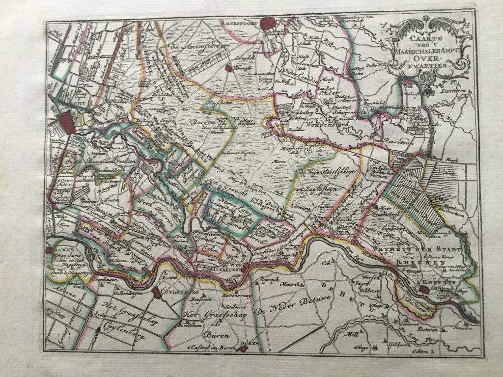 Maarschalksamt, Amersfoort en Utrecht, 1740, Antiek en Kunst, Cartografie, Blanco verso, 1700 - 1799, 26 cm