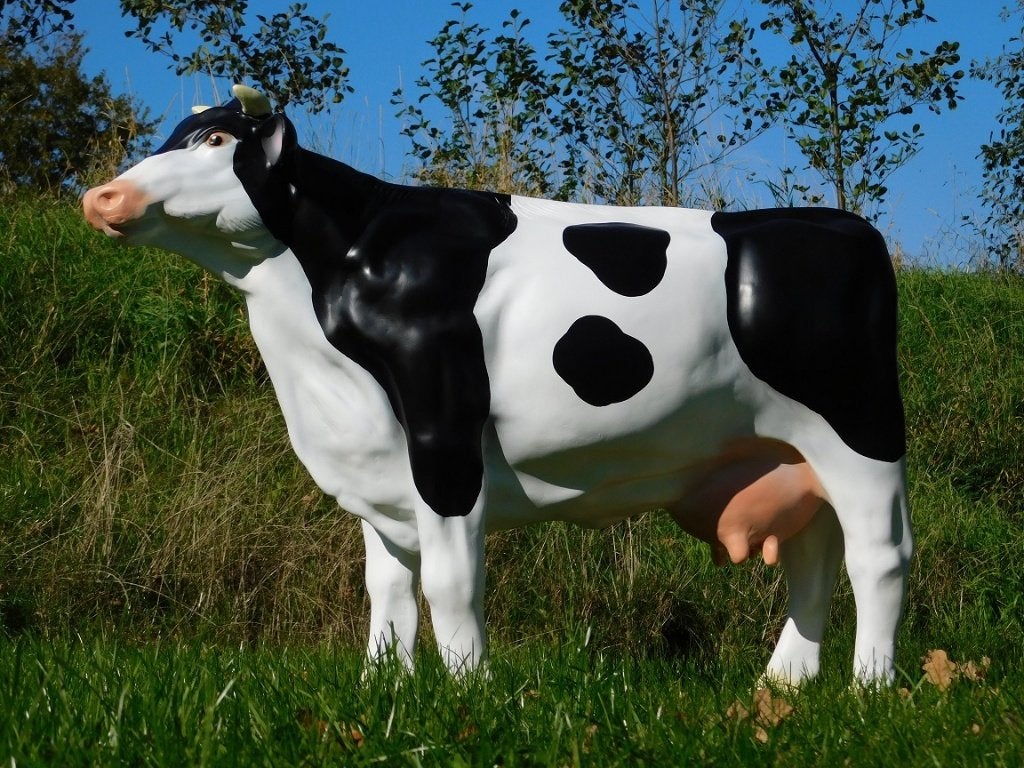 Beeld Koe - 105 cm - Polystone, Ophalen, Dierenbeeld, Kunststof, .