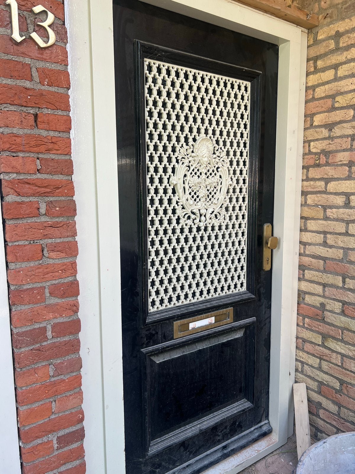 Klassieke voordeur met gietijzeren rooster en glas, Doe-het-zelf en Verbouw, Gebruikt, 80 tot 100 cm, Ophalen of Verzenden, Buitendeur