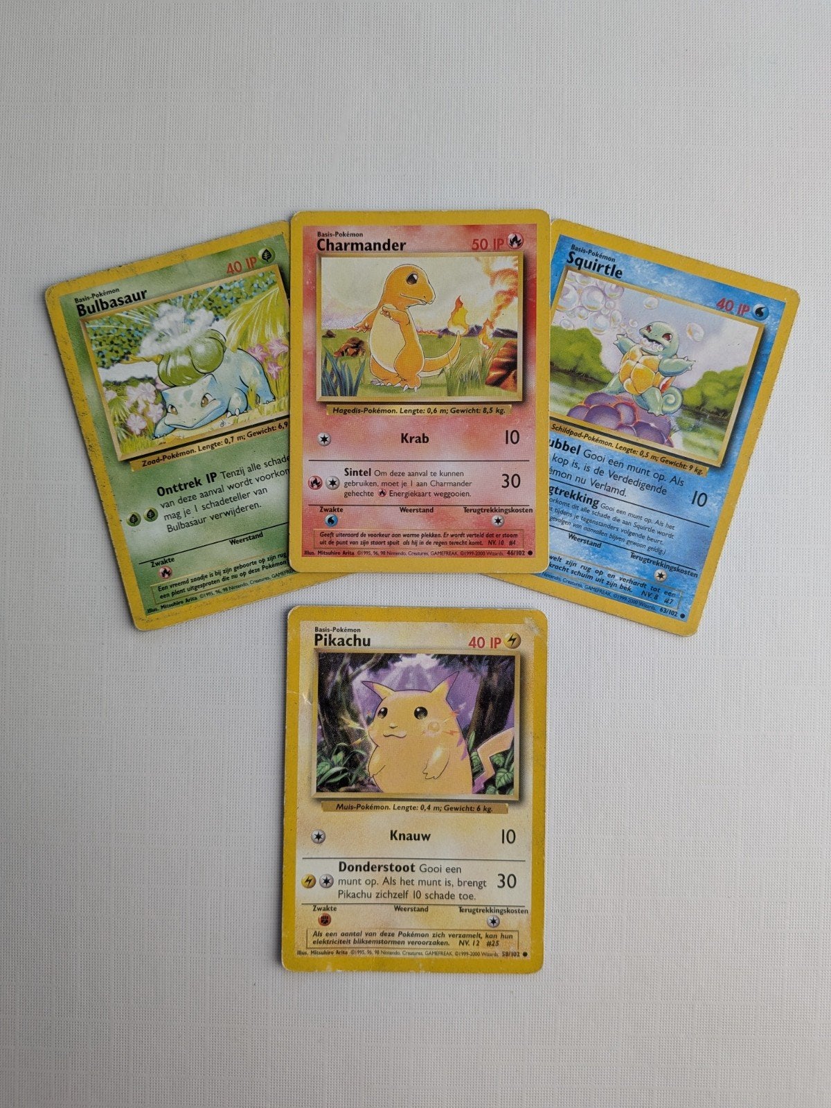 Pokémon kaarten: Pikachu, Bulbasaur, Charmander, Squirtle, Ophalen of Verzenden, Gebruikt, Meerdere kaarten