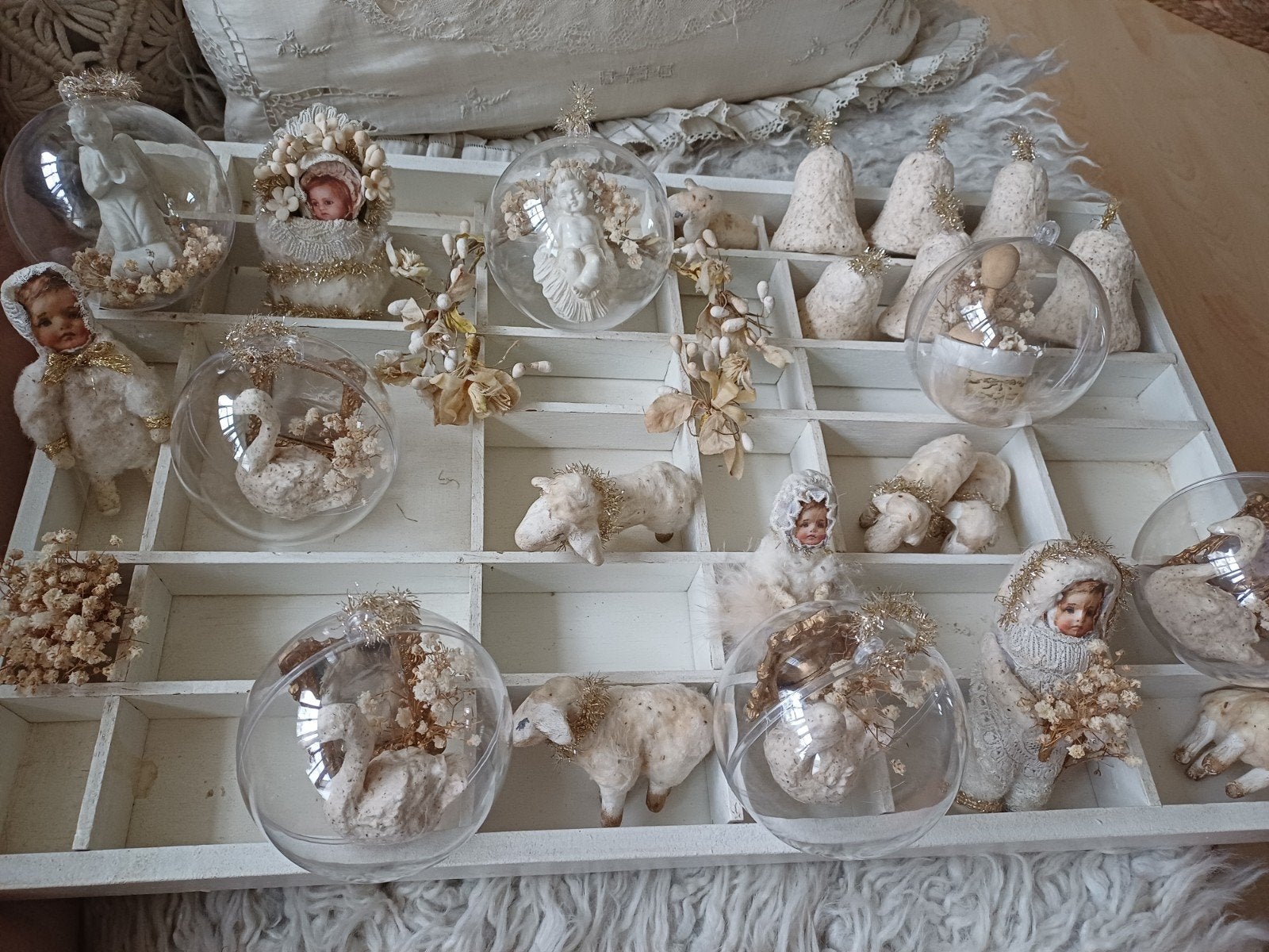 Prachtige kerstballen brocante, handgemaakt, Antiek en Kunst, Ophalen of Verzenden