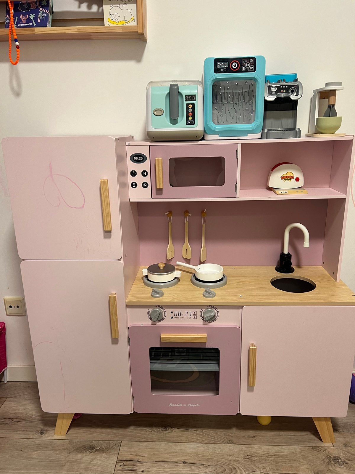 Grote Roze Speelgoedkeuken met Accessoires, Ophalen, Gebruikt, Hout, Speelkeuken