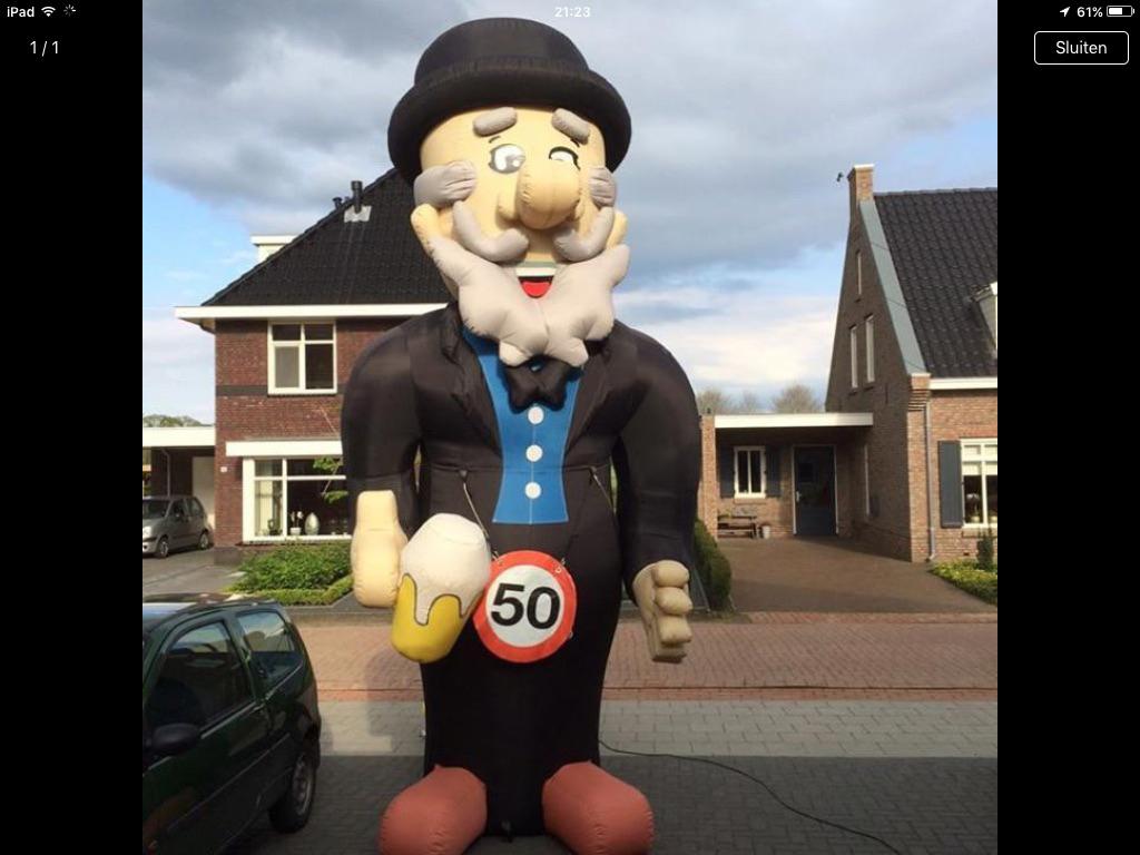 Opblaasbare Abraham 4,5 meter hoog te huur in Heeten, Hobby en Vrije tijd, Ophalen, Zo goed als nieuw, Abraham of Sarah