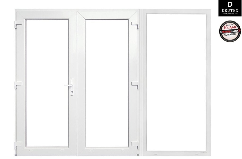 Kunststof Dubbele Deur Met Zijlicht 302,4 X 215 Cm Wit, Niet ingevuld, Kunststof, Niet ingevuld, Nieuw