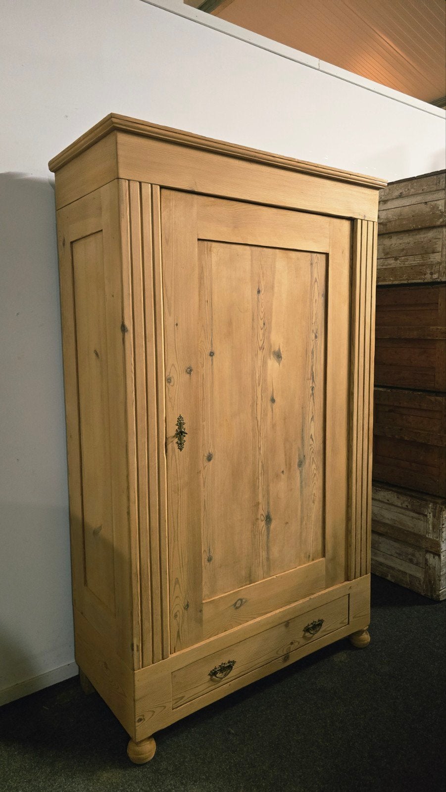 Mooie Grenen Houten Kledingkast 1 Deurs, 100 tot 150 cm, Met lade(s), Ophalen of Verzenden, Zo goed als nieuw