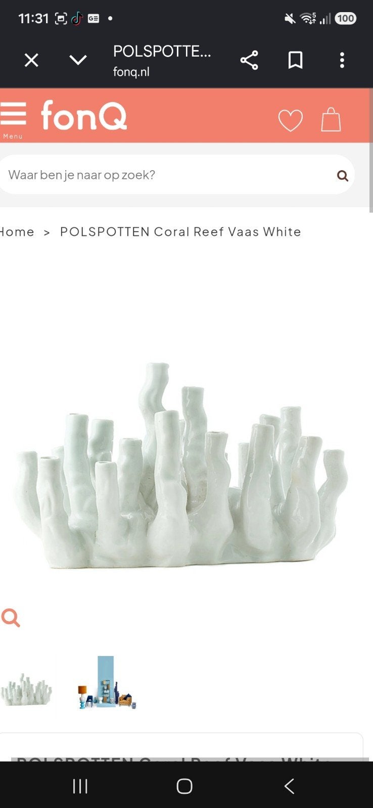 Pols Potten Coral Reef Vaas Wit - Nieuwstaat, Met patroon/structuur, Wit, Nieuw, Ophalen of Verzenden