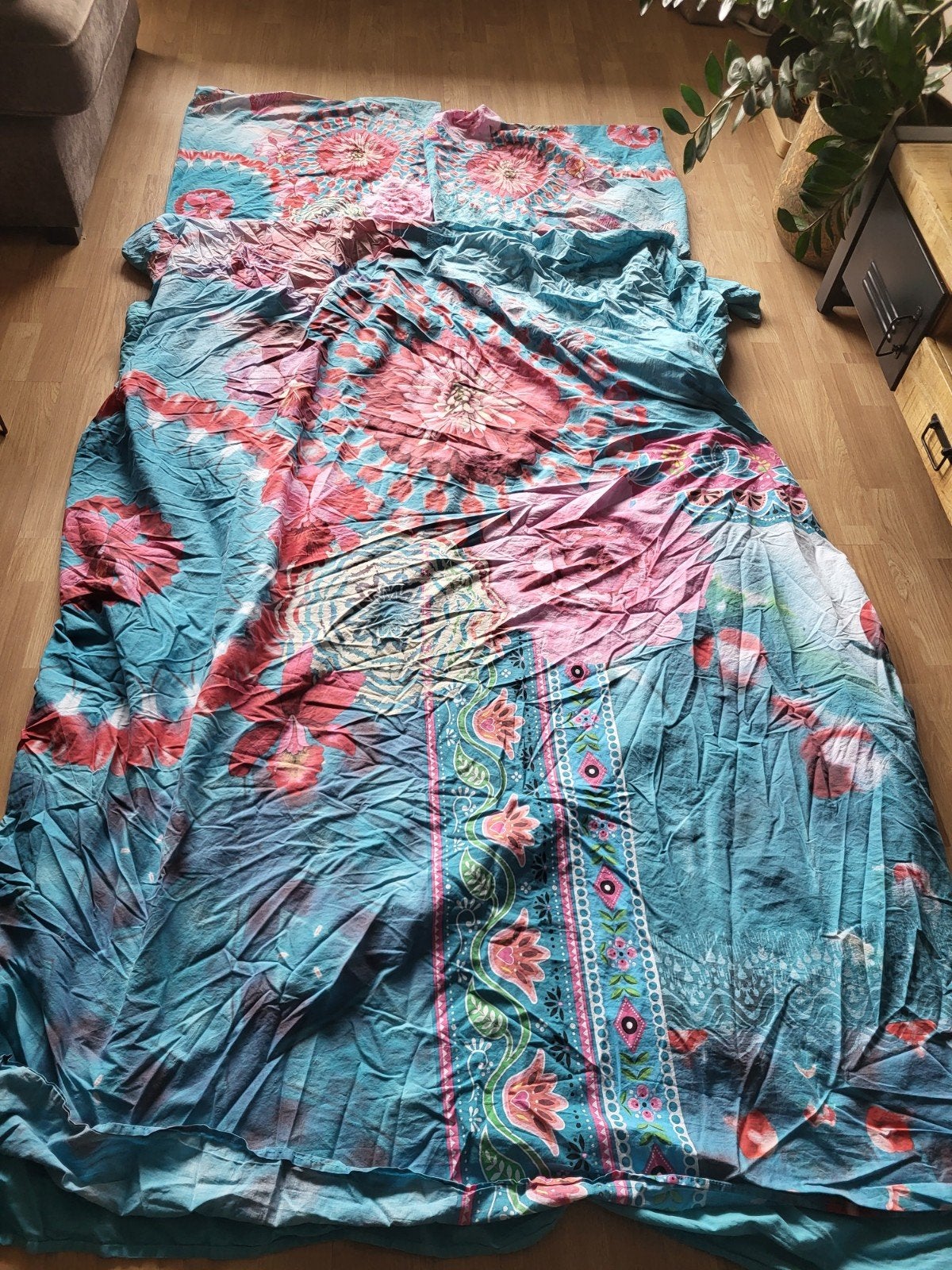 Dekbedovertrek Cloud Nine blauw met bloemen 200x200, Huis en Inrichting, Slaapkamer | Beddengoed, Ophalen of Verzenden, Zo goed als nieuw