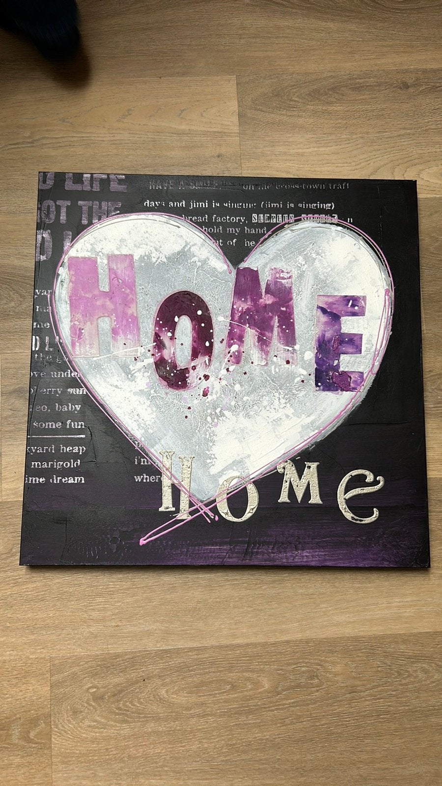 Canvas schilderij ‘Home’ *paars* *wanddecoratie*, Ophalen, Zo goed als nieuw