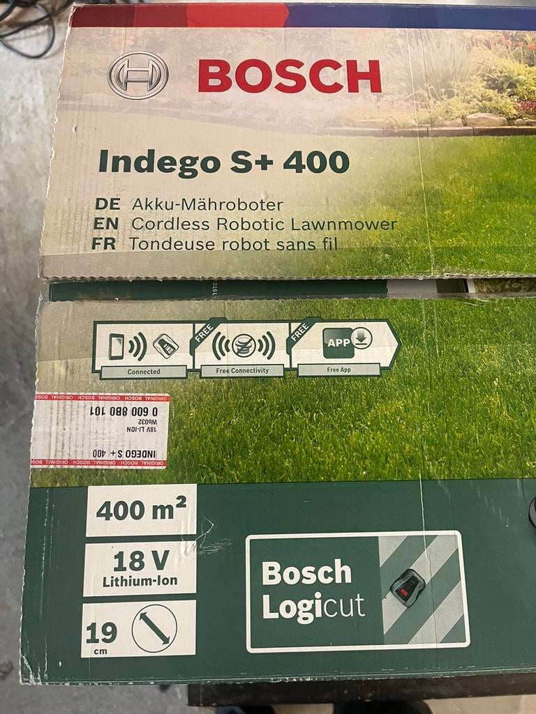Bosch Indegeo S+ 400 robot maaier, Ophalen, Gebruikt, 20 tot 25 cm, Bestuurbaar via app