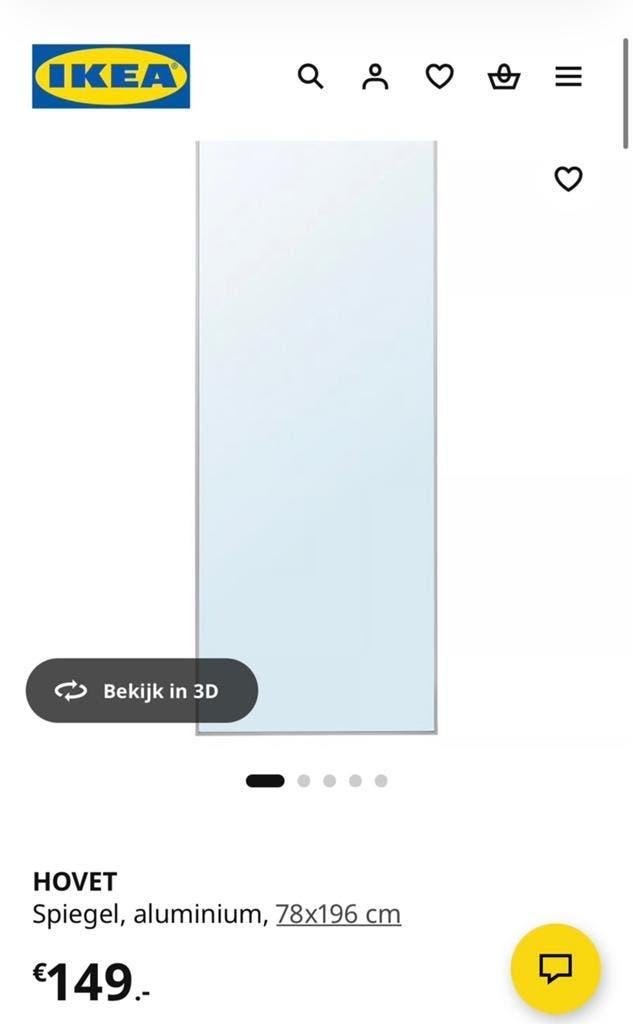 Hovet spiegel IKEA, Huis en Inrichting, Gebruikt, Ophalen of Verzenden, 75 tot 100 cm, 150 tot 200 cm
