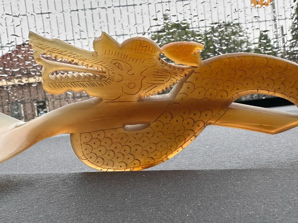 Unieke hoornen lepel met drakenhandvat, Antiek en Kunst, Ophalen of Verzenden
