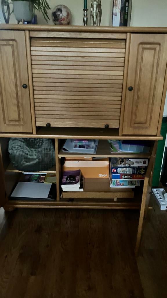 Houten TV-meubel / Opbergkast met rolluik, Huis en Inrichting, Kasten | Overige, Ophalen, Gebruikt