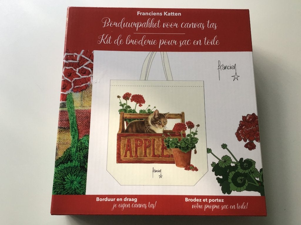 Borduurpakket tas 'Kat in het bakkie' *NIEUW*, Hobby en Vrije tijd, Borduren en Borduurmachines, Ophalen of Verzenden, Nieuw, Handborduren