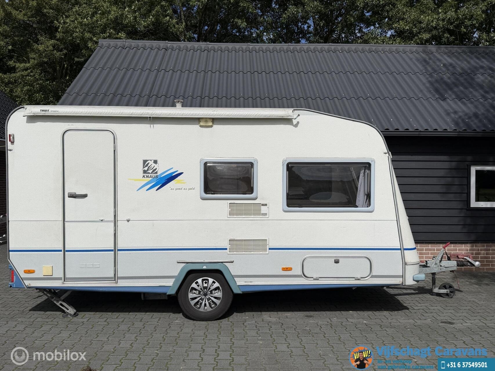 Knaus Blue line as good as gold 450 incl luifel, Caravans en Kamperen, Bedrijf, 5 tot 6 meter, Knaus, Tot en met 4