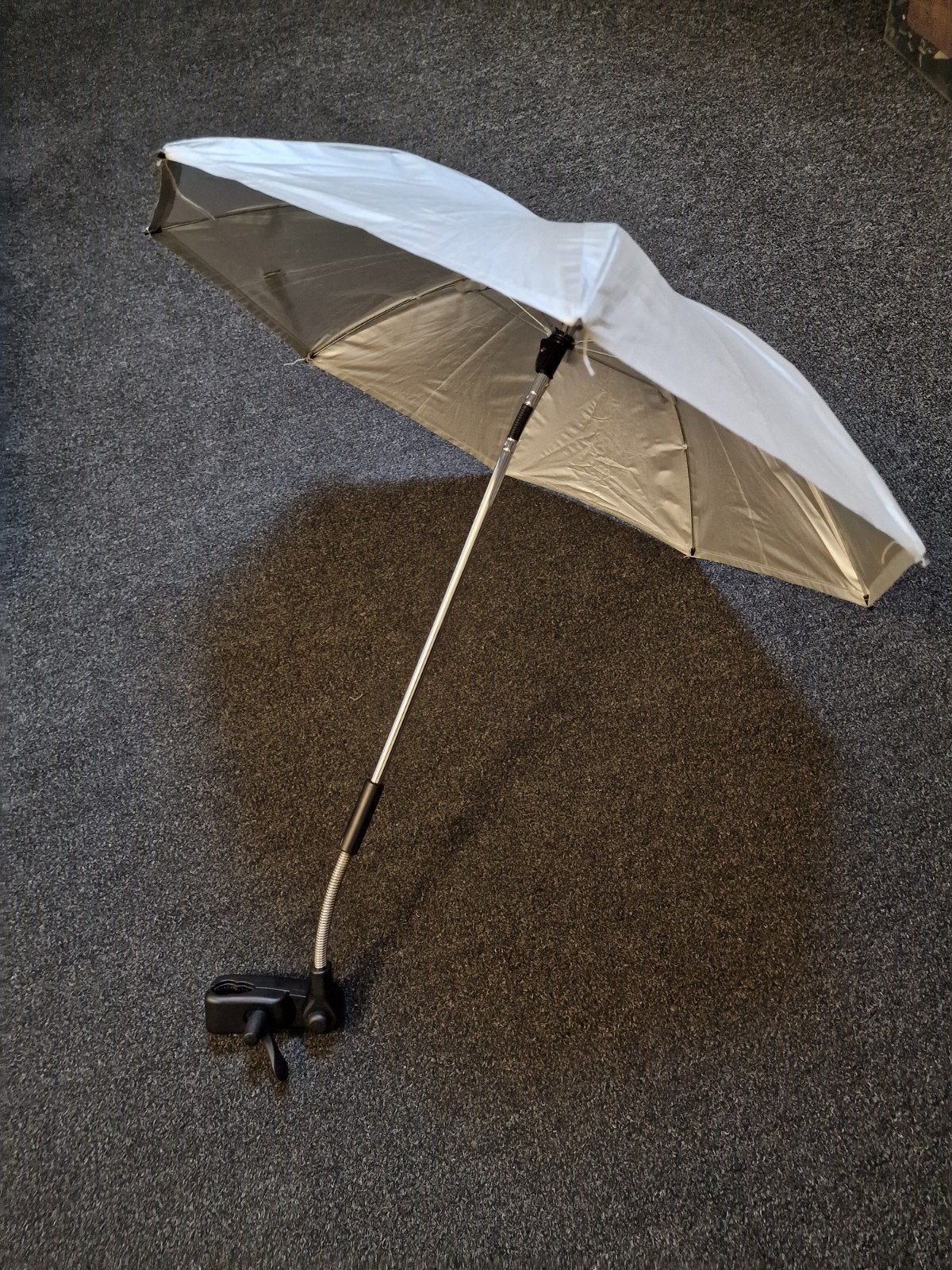 Zilverkleurige kinderwagen parasol, Ophalen, Gebruikt