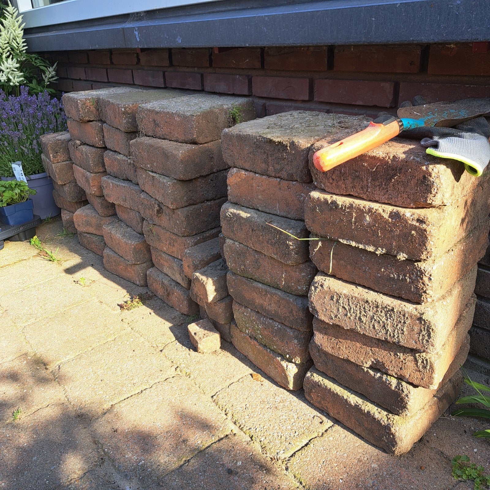 Terras / tuin tegels. Kleur Terracotta, Tuin en Terras, Tegels en Klinkers, Ophalen, Gebruikt, 5 tot 10 m², Beton