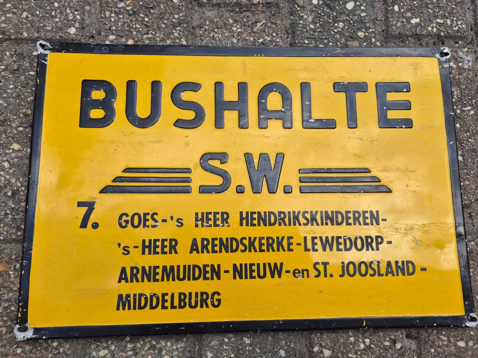 Vintage geëmailleerd bushaltebord S.W. Zeeland, Antiek en Kunst, Ophalen of Verzenden