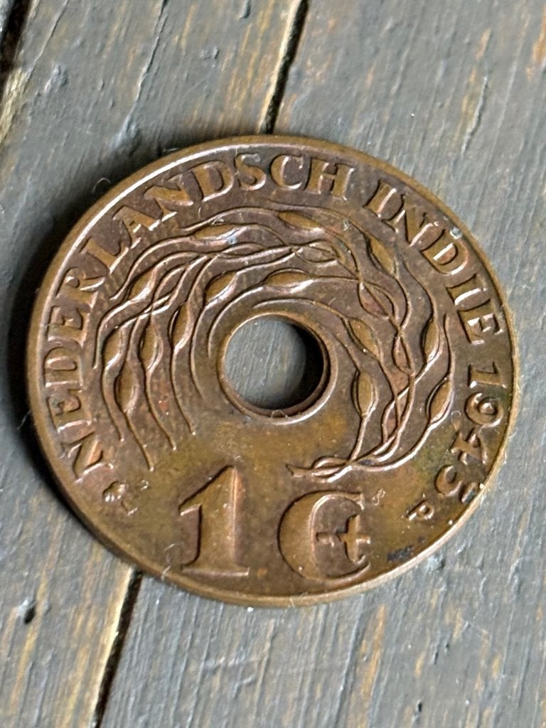 1 Cent 1945P nederlands indie, Postzegels en Munten, Munten | Nederland, Ophalen of Verzenden, Koningin Wilhelmina, 1 cent, Losse munt