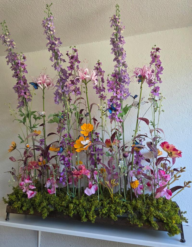 Een XXL (1mtr) bloemstuk tafelstuk met Silk-ka kunstbloemen, Ophalen, Binnen, Silk-ka, Rondom opgemaakt