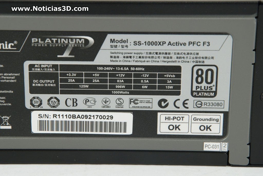 Seasonic Platinum-1000 (SS-1000XP Active PFC F3),, Computers en Software, Ophalen, Nieuw