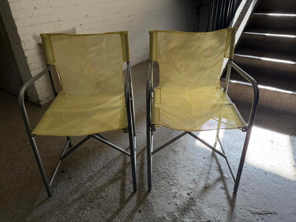 Set van 2 klapstoelen / visstoeltjes, Tuin en Terras, Ophalen, Zo goed als nieuw, Kunststof