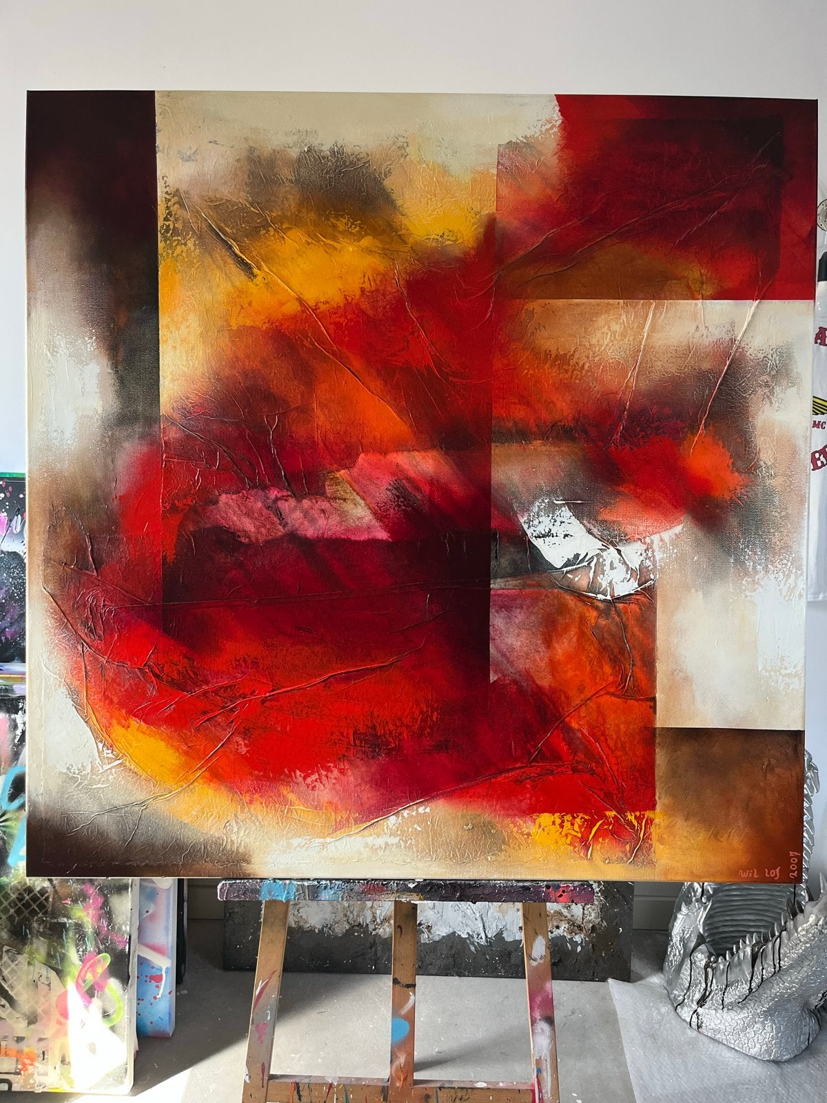 2 abstracte werken van Wil Lof 2007 - Levendige Kleuren, Ophalen of Verzenden